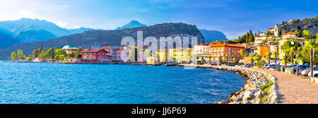 Lago di Garba town of Torbole panoramic view, Trentino Alto Adige region of Italy Stock Photo