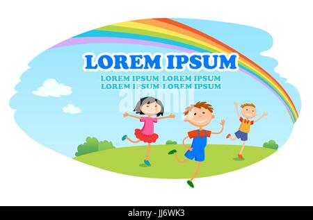 children play clouds design over sky background vector illustration Stock Vector