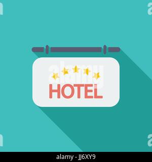 Hotel icon. Flat vector related icon with long shadow for web and mobile applications. It can be used as - logo, pictogram, icon, infographic element. Stock Vector