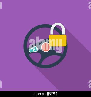 Car Steering Wheel icon. Flat vector related icon with long shadow for web and mobile applications. It can be used as - logo, pictogram, icon, infogra Stock Vector