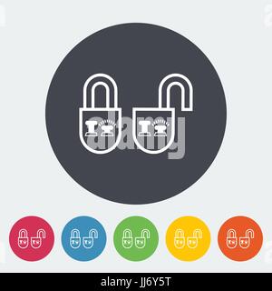 Locking doors. Single flat icon on the circle. Vector illustration. Stock Vector