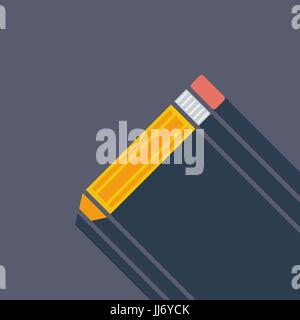 Pencil icon. Flat vector related icon with long shadow for web and mobile applications. It can be used as - logo, pictogram, icon, infographic element Stock Vector