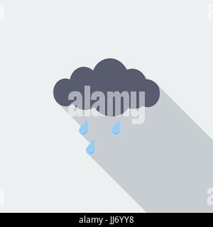 Rain icon. Flat vector related icon with long shadow for web and mobile applications. It can be used as - logo, pictogram, icon, infographic element.  Stock Vector