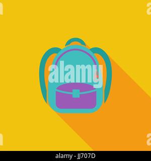 Schoolbag icon. Flat vector related icon with long shadow for web and mobile applications. It can be used as - logo, pictogram, icon, infographic elem Stock Vector