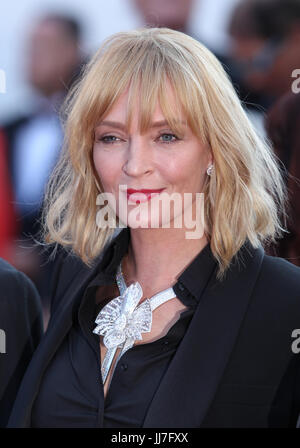 Uma Thurman attends Based on a True Story premiere during the 70th annual Cannes Film Festival at Palais des Festivals on May 27, 2017 in Cannes, France.