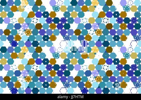 Vector seamless patchwork background from dark blue and white ornaments, geometric patterns, art Stock Vector