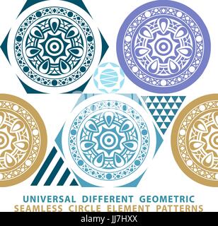 Vector seamless patchwork background from dark blue and white ornaments, geometric patterns, art Stock Vector