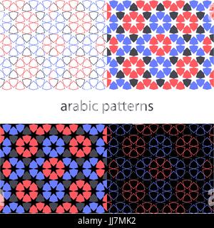 vector set arabic Background with seamless pattern in islamic style Geometric Colorful, Wallpaper design art Stock Vector