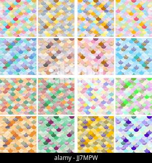 Set of geometric Abstract colorfull wave seamless pattern. the fabric. Scales vector background art Stock Vector