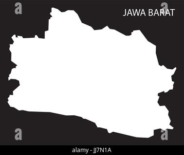 Jawa Barat Indonesia map black inverted silhouette illustration shape ...