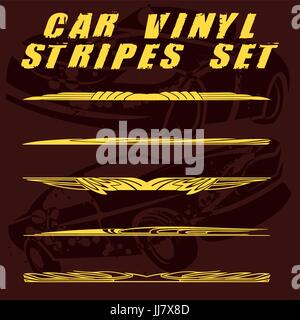 Car stripe design set to print and cut on vinyl Stock Vector