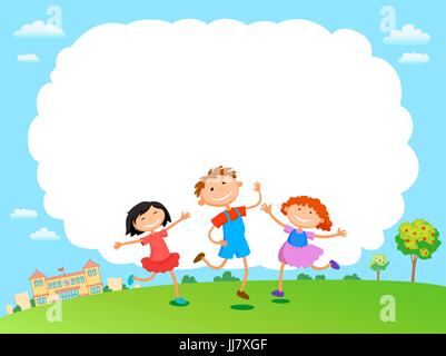 children play clouds design over sky background vector illustration Stock Vector