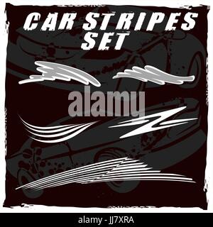 Car stripe design set to print and cut on vinyl Stock Vector