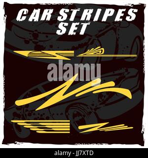 Car stripe design set to print and cut on vinyl Stock Vector