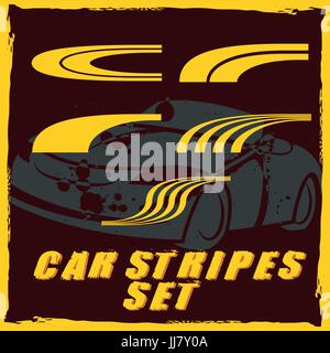 Car stripe design set to print and cut on vinyl Stock Vector