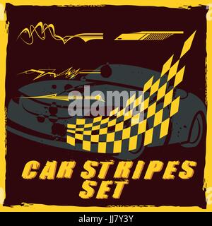 Car stripe design set to print and cut on vinyl Stock Vector