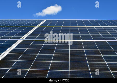 Close up of solar panel. Low angle view.