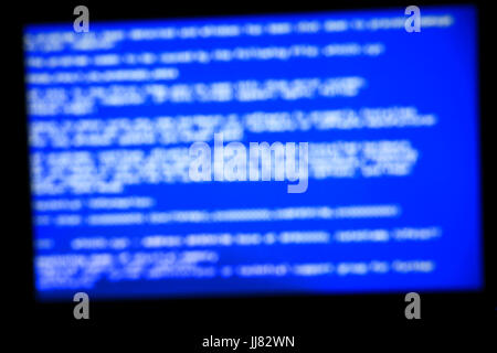 Blue system crash screen. Defocused background Stock Photo