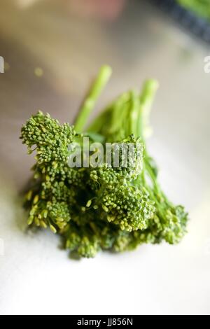 Bimi vegetable on a metal surface. Stock Photo