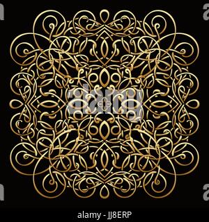Gold pattern, vector wicker ornament, precious decorative element. For luxury design, decorating antique element, brooch Stock Vector