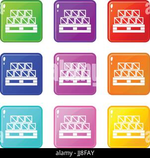 Boxes goods icons 9 set Stock Vector