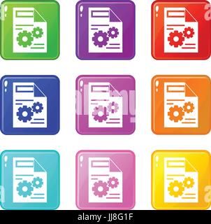 Web setting icons 9 set Stock Vector