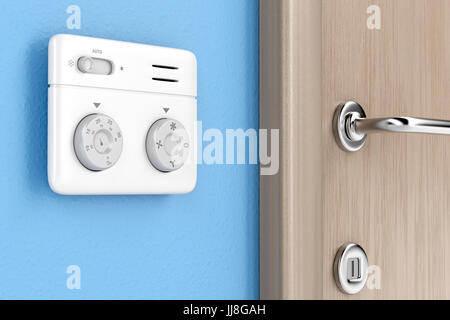 Air conditioner control unit on the wall Stock Photo