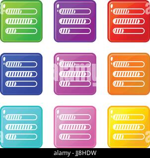 Sign horizontal columns load icons 9 set Stock Vector