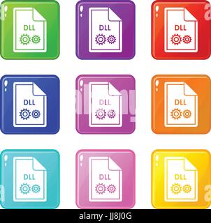 File DLL icons 9 set Stock Vector