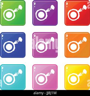 Whoopee cushion icons 9 set Stock Vector