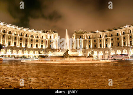 The Fountain at Piazza della Repubblica and Piazza Esedra in Rome, Italy Stock Photo