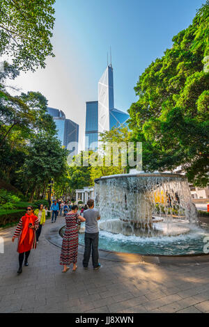 Hong Kong Park with Bank of China Tower in background Stock Photo - Alamy