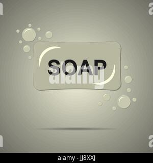 Bath soap icon in flat style, black and white colors Stock Vector