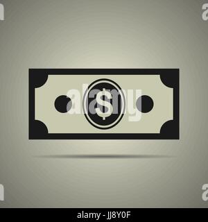 money icon, bond icon in flat style, black and white colors, isolated Stock Vector