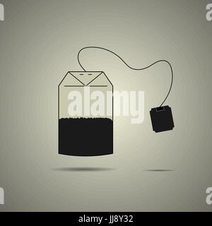 Disposable tea bag icon, flat style with black and white colors Stock Vector
