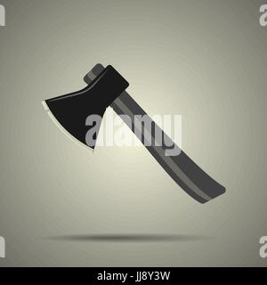 Axe icon in flat style, black and white colors, isolated Stock Vector