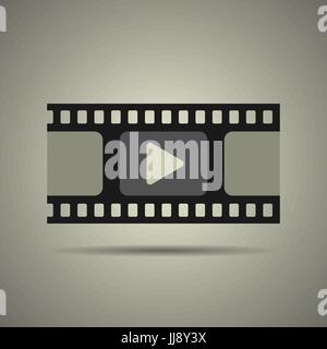 film strip icon, video icon, flat style in black and white colors, isolated Stock Vector