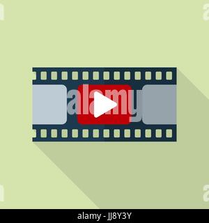 film strip icon, video icon, flat style with long shadow, isolated Stock Vector