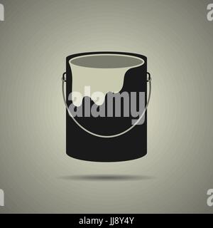 Paint bucket icon, black and white symbol. Modern, simple flat vector illustration for web site or mobile app Stock Vector