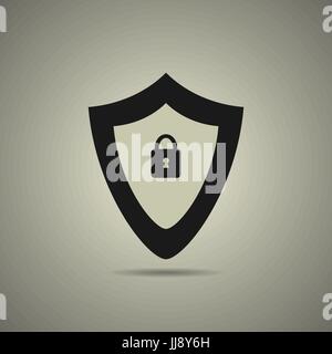 Protection icon in black and white style, isolated Stock Vector