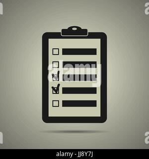 Checklist icon in black and white style, isolated Stock Vector