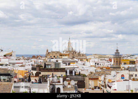 View of Seville with a focus on Seville's Church of San Luis de Los Franceses, an example of Baroque architecture. Stock Photo