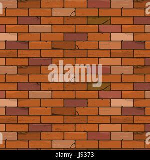 Red brick wall, seamless texture pattern for continuous replicate Stock Vector