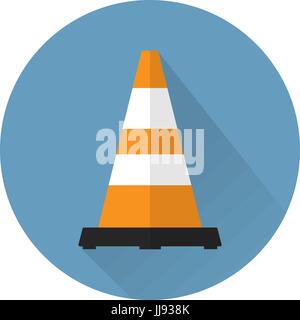 Traffic cone in flat style, vector icon for info graphics Stock Vector