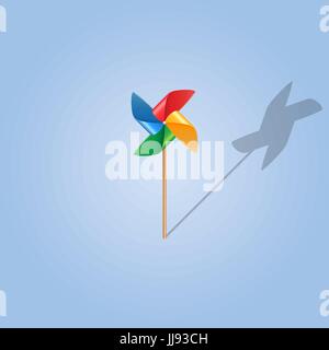 Pinwheel with shadow in realistic style, isolated Stock Vector
