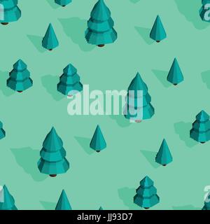 Seamless pattern with isometric trees Stock Vector
