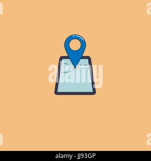 Blue location icon in flat style, isolated Stock Vector
