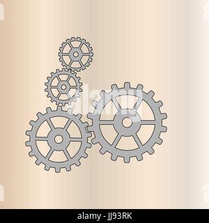 Four gear sign simple icon, flat style Stock Vector