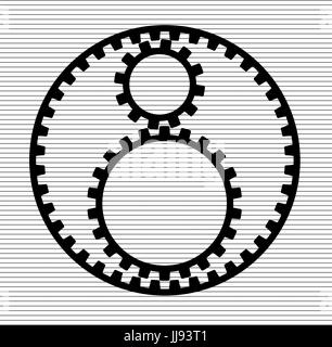 Three gear sign simple icon, flat style Stock Vector