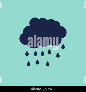Rainy cloud icon on the light blue background Stock Vector
